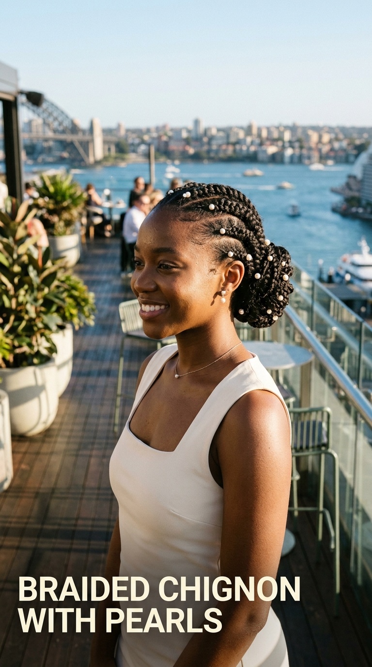 Braided Chignon with Pearls