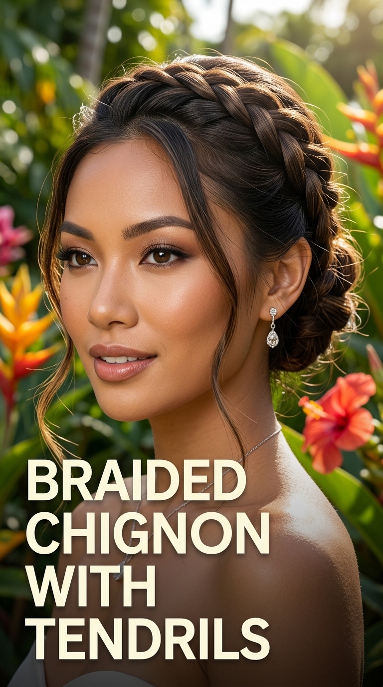 Braided Chignon with Tendrils