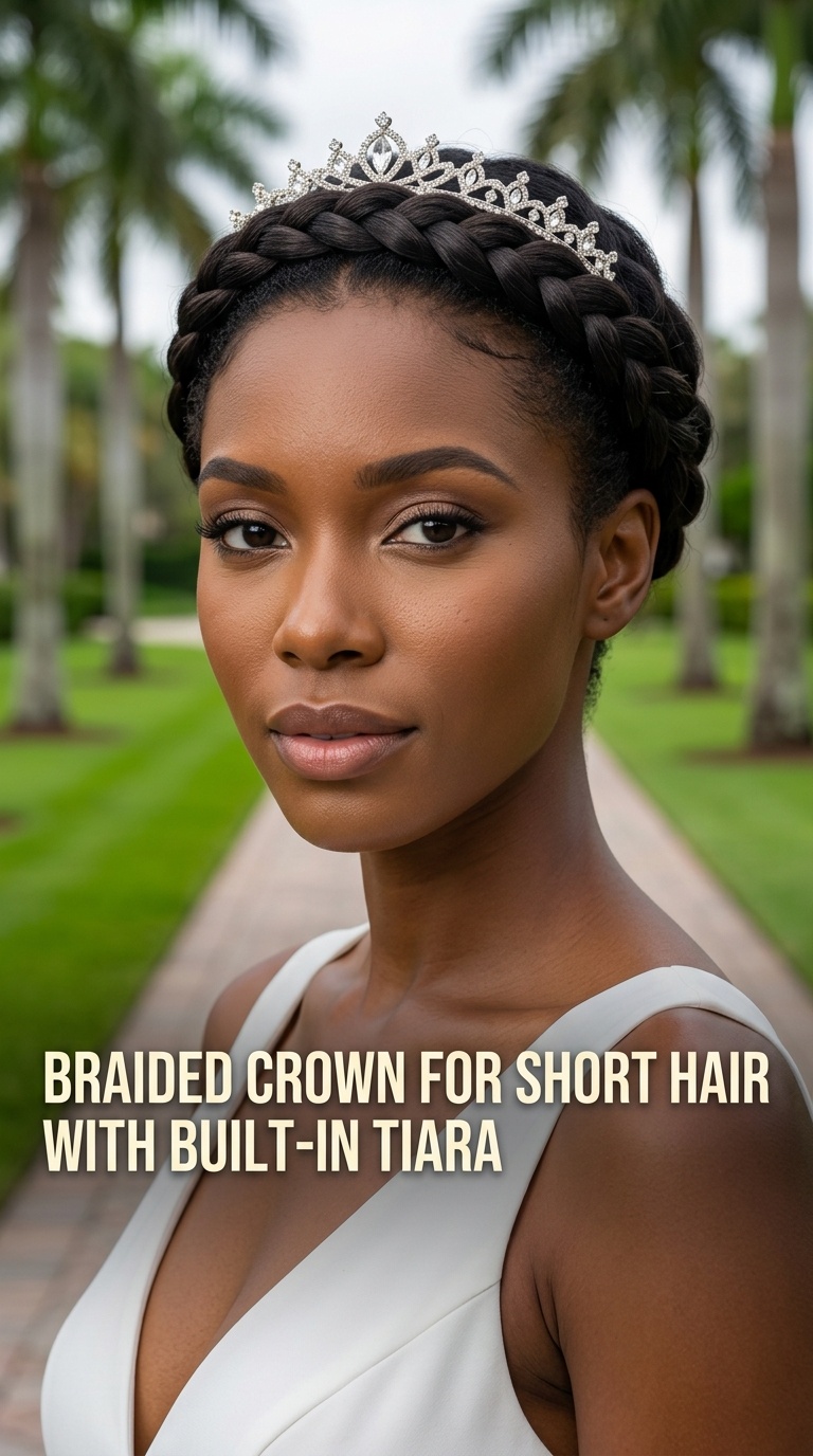 Braided Crown for Short Hair with Built-in Tiara