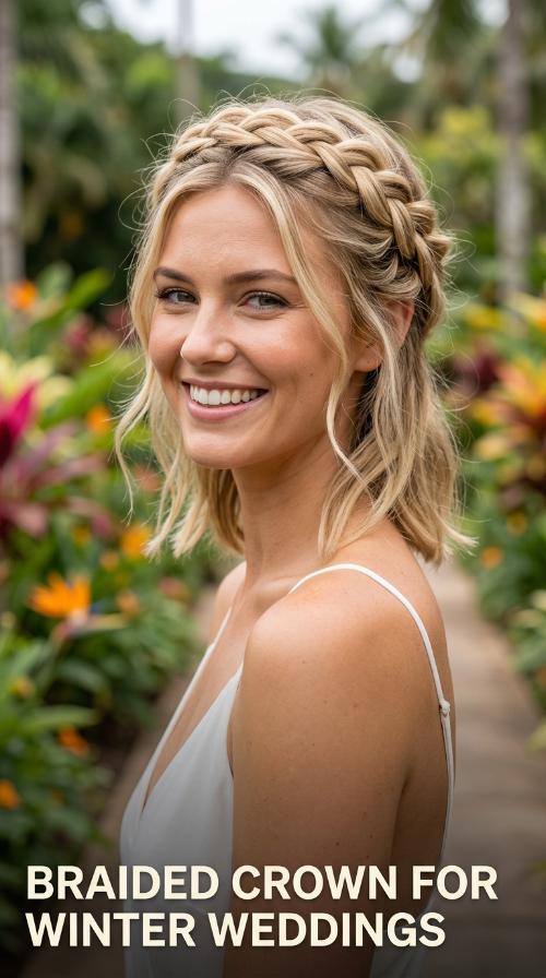 Braided Crown for Winter Weddings