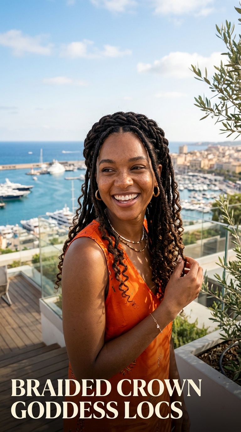 Braided Crown Goddess Locs