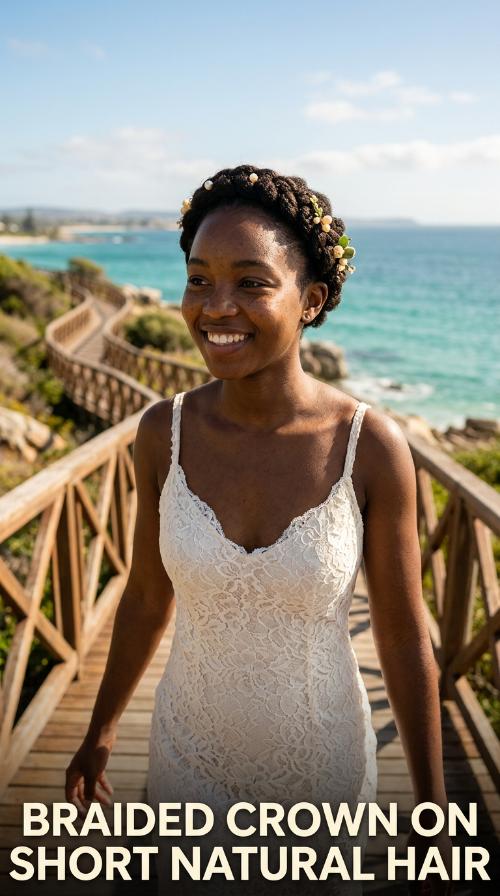 Braided Crown on Short Natural Hair