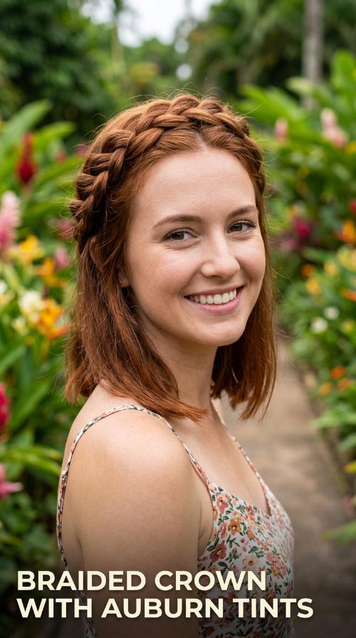 Braided Crown with Auburn Tints