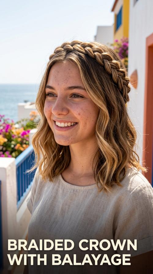 Braided Crown with Balayage