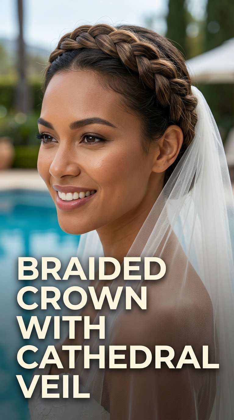 Braided Crown with Cathedral Veil