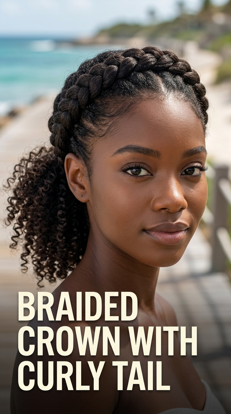 Braided Crown with Curly Tail