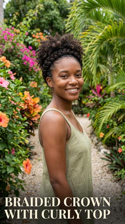 Braided Crown with Curly Top