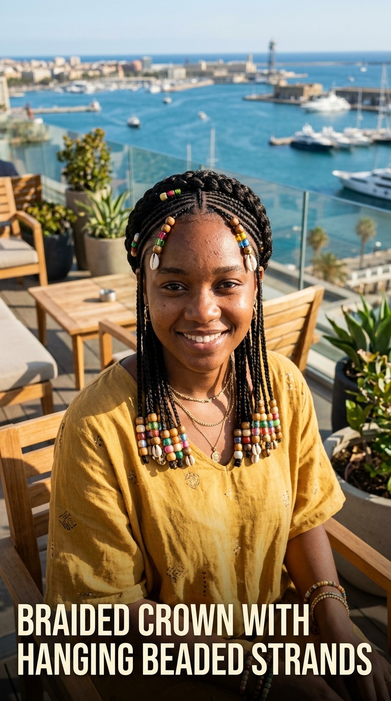 Braided Crown with Hanging Beaded Strands