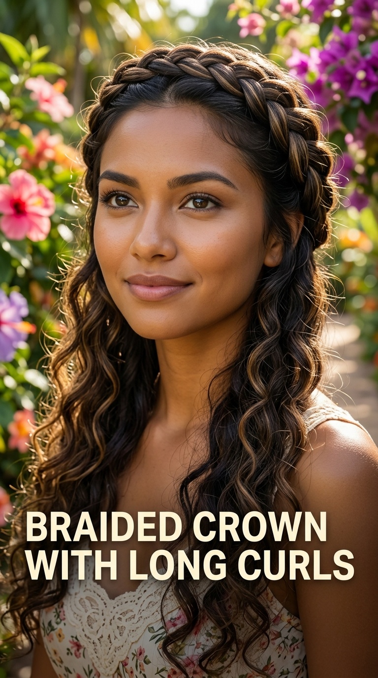 Braided Crown with Long Curls