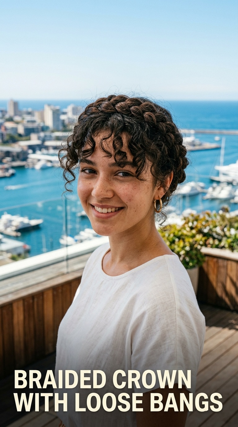 Braided Crown with Loose Bangs
