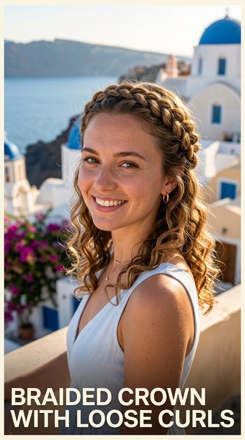 Braided Crown with Loose Curls