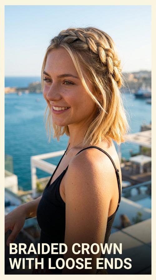 Braided Crown with Loose Ends