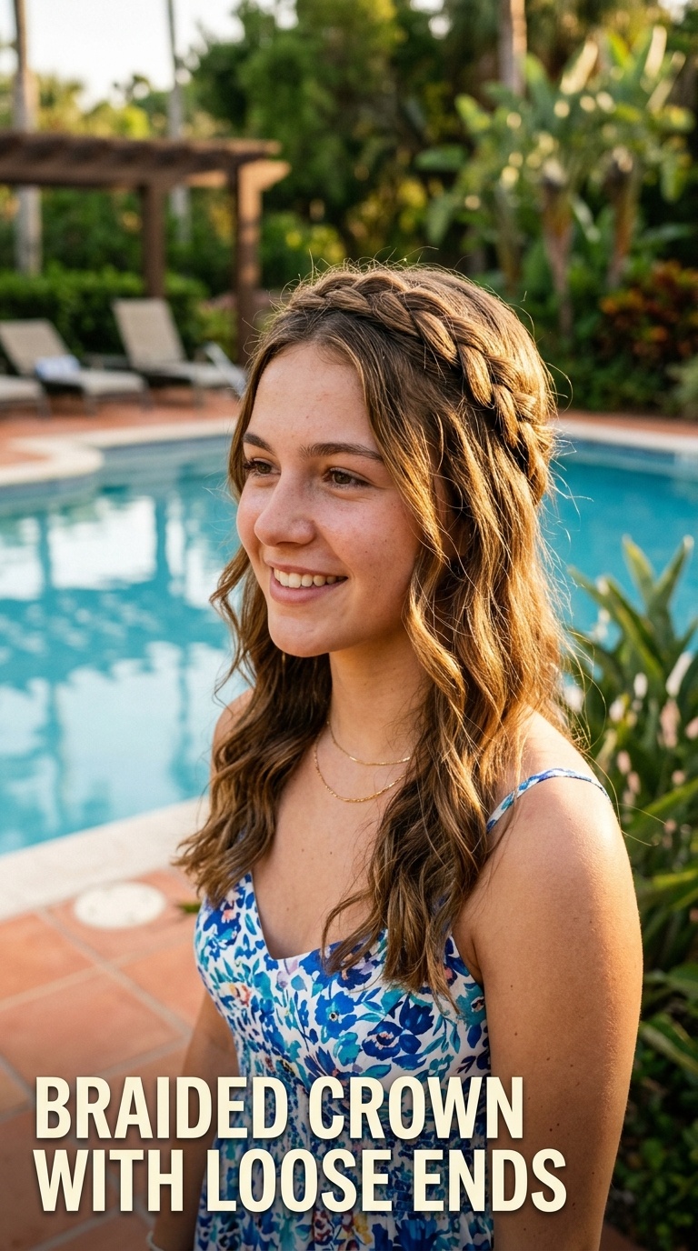 Braided Crown with Loose Ends