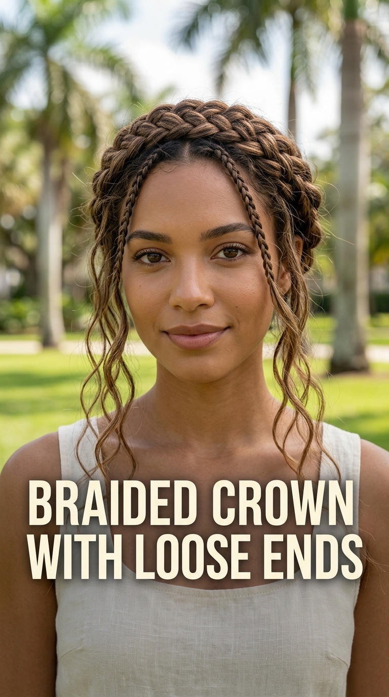 Braided Crown with Loose Ends