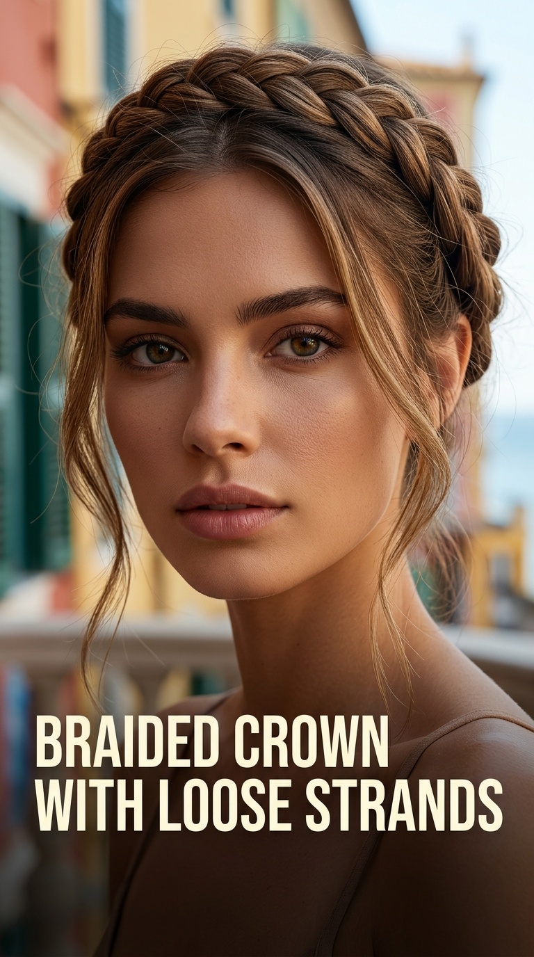 Braided Crown with Loose Strands