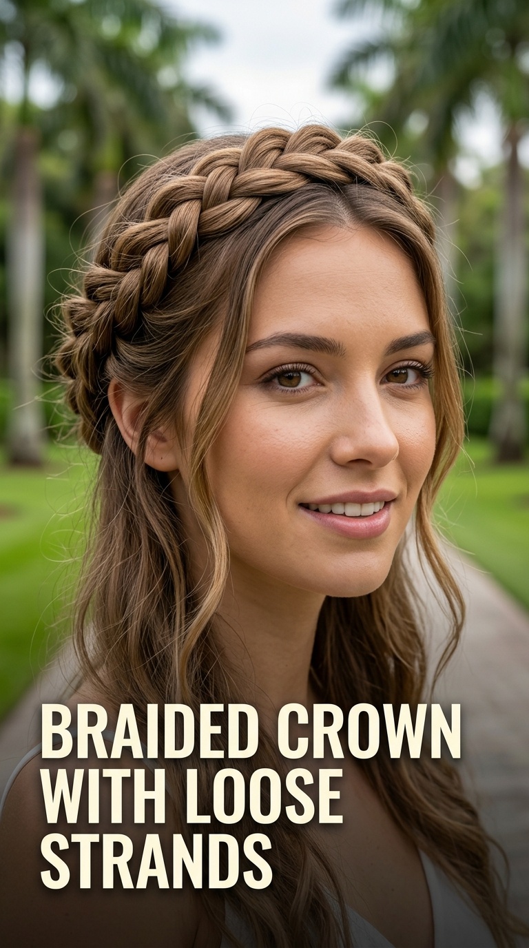Braided Crown with Loose Strands