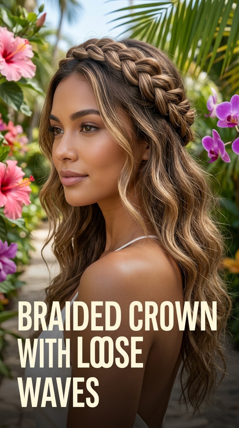 Braided Crown with Loose Waves