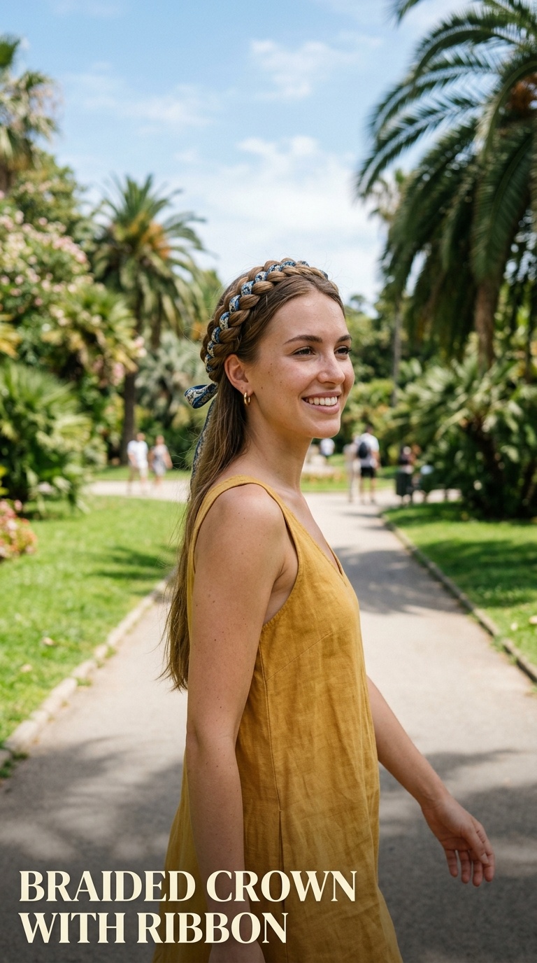 Braided Crown with Ribbon