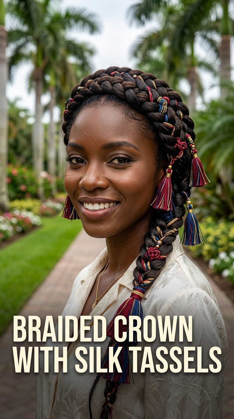 Braided Crown with Silk Tassels