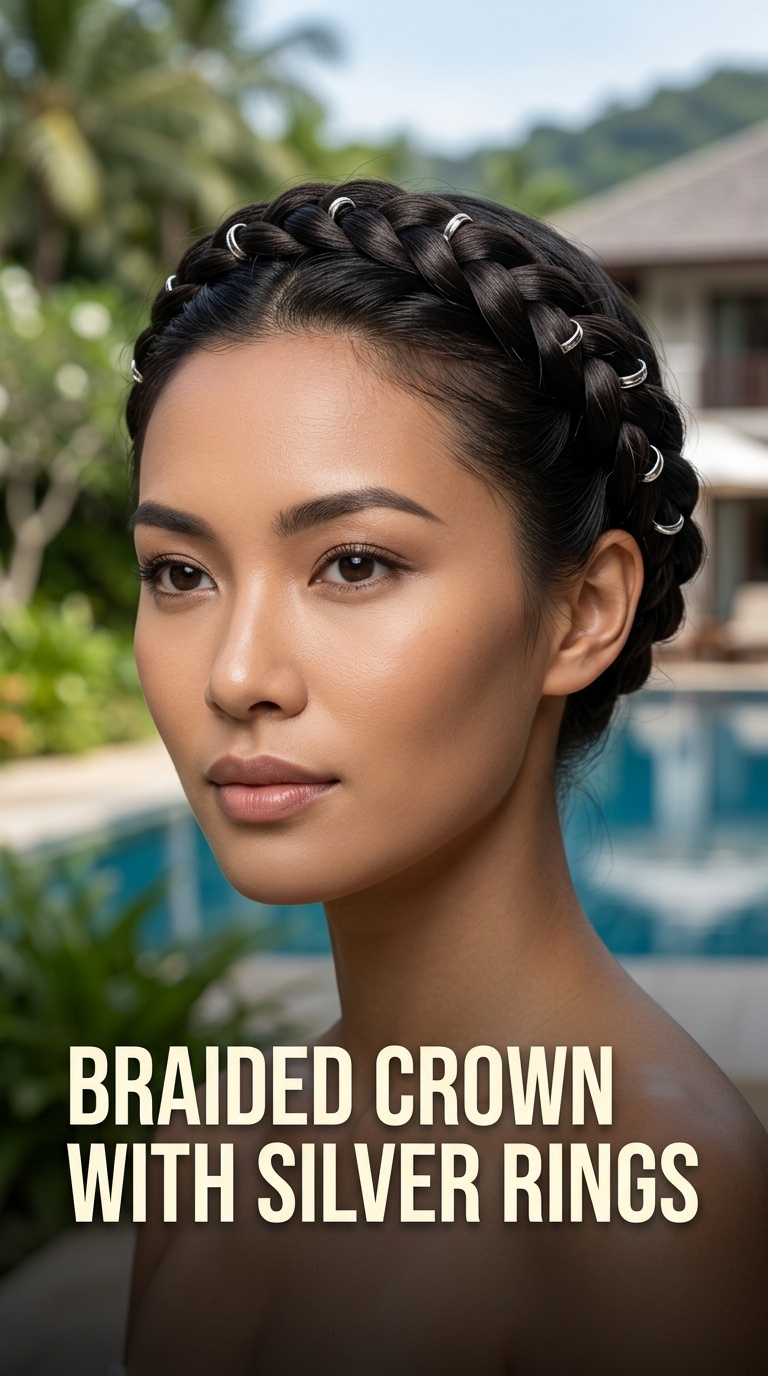 Braided Crown with Silver Rings