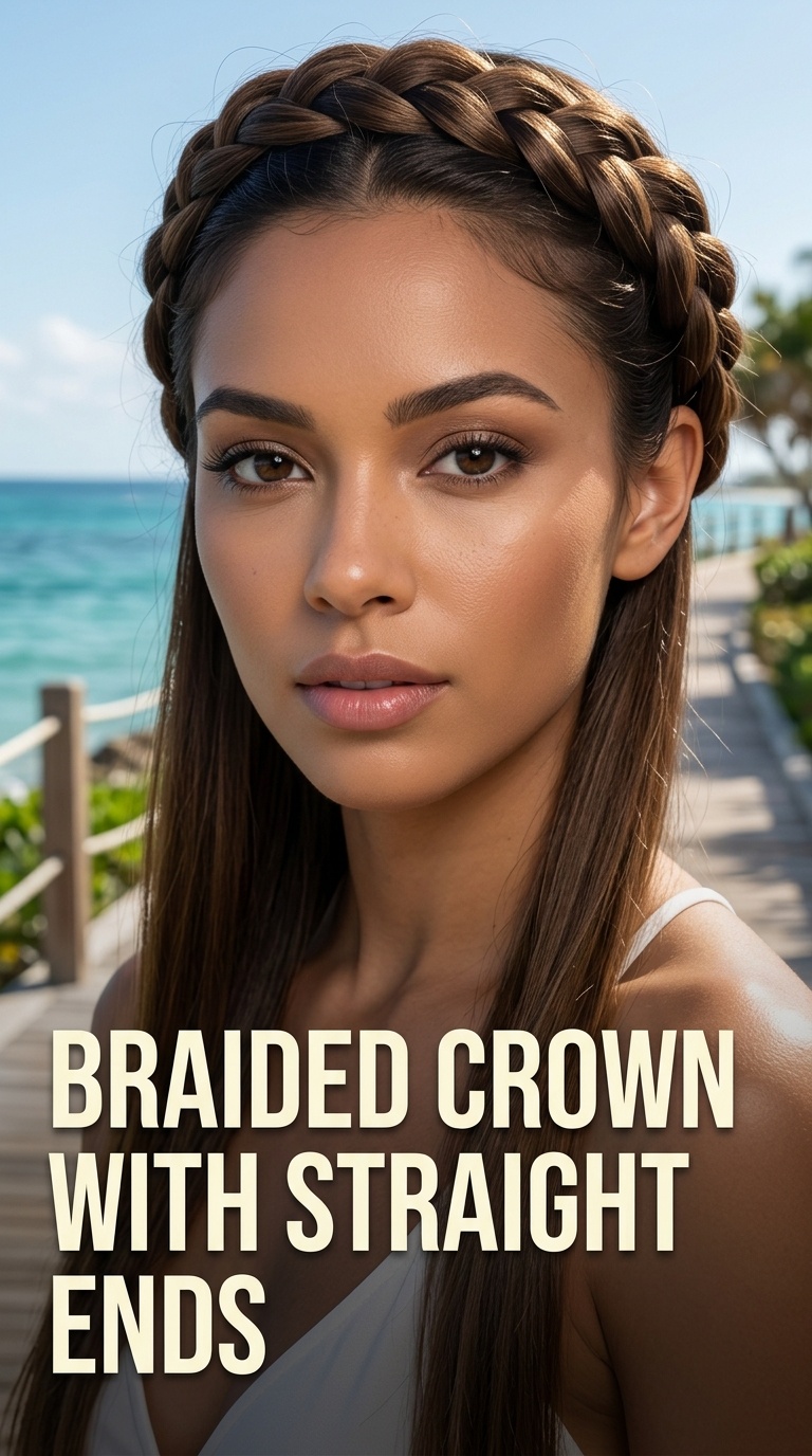 Braided Crown with Straight Ends
