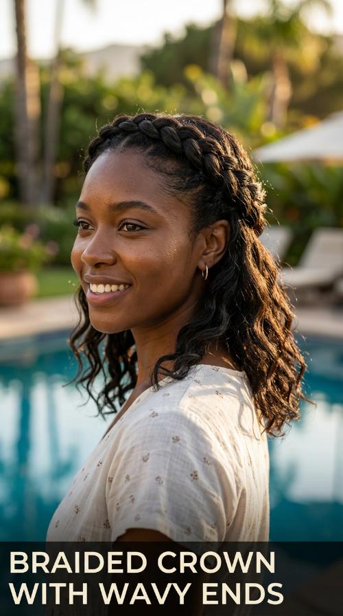 Braided Crown with Wavy Ends