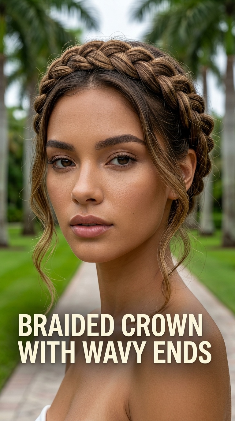 Braided Crown with Wavy Ends
