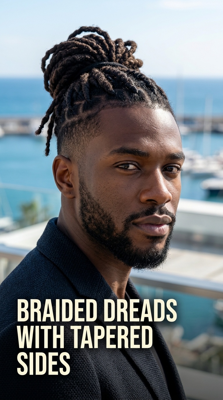 Braided Dreads with Tapered Sides