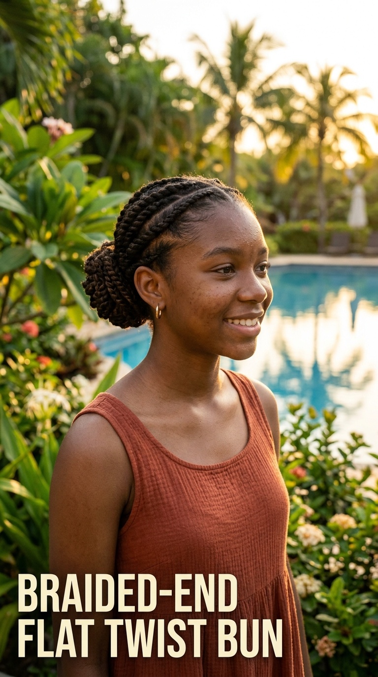 Braided-End Flat Twist Bun