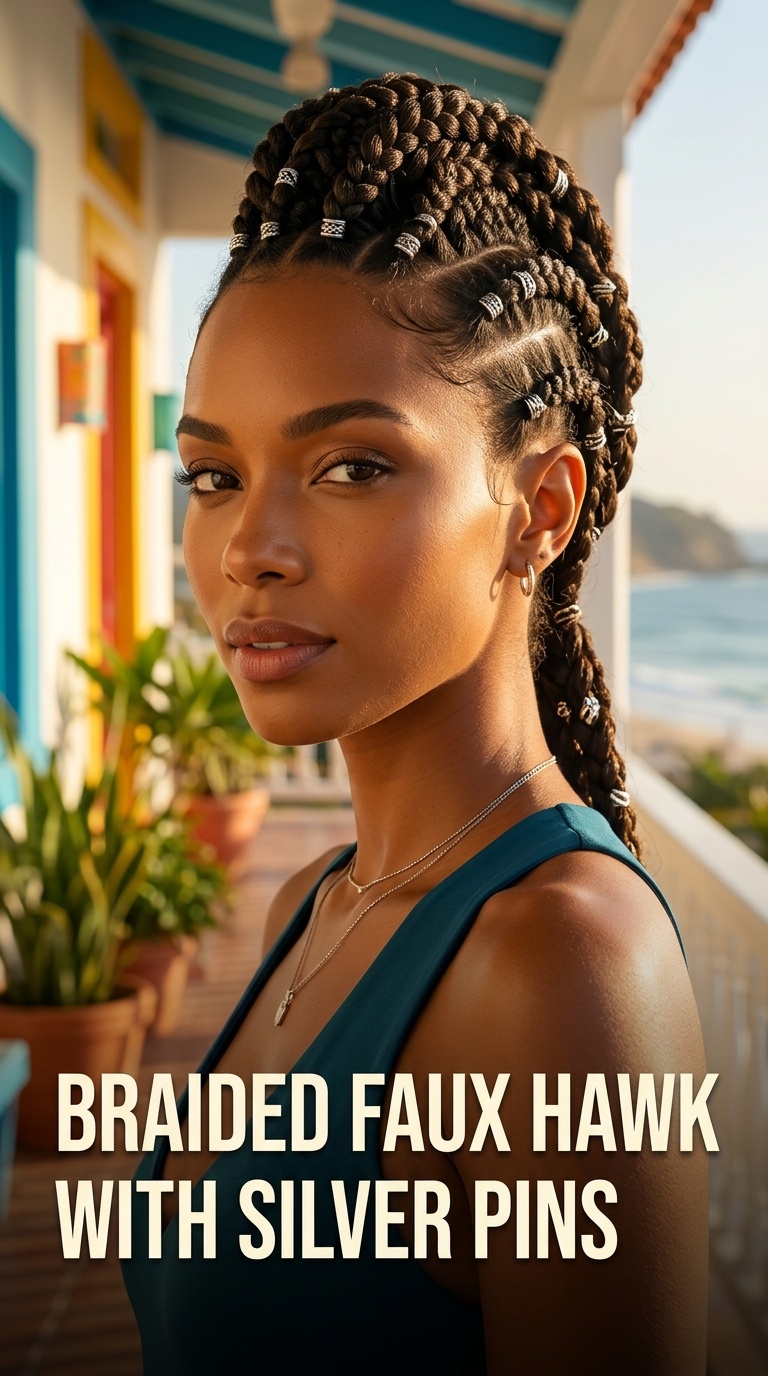 Braided Faux Hawk with Silver Pins