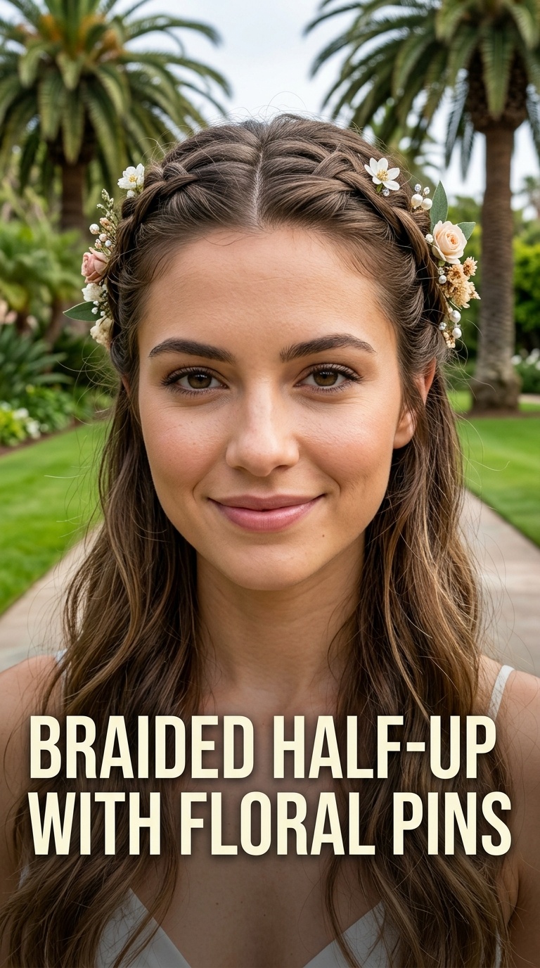 Braided Half-Up with Floral Pins