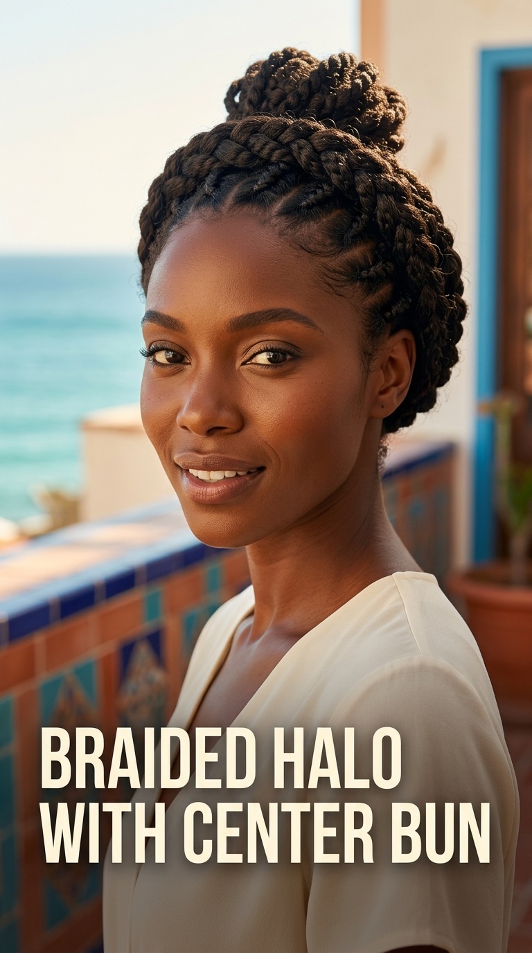 Braided Halo with Center Bun