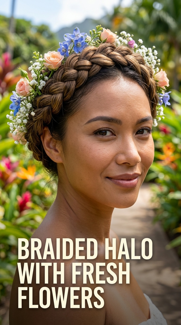 Braided Halo with Fresh Flowers