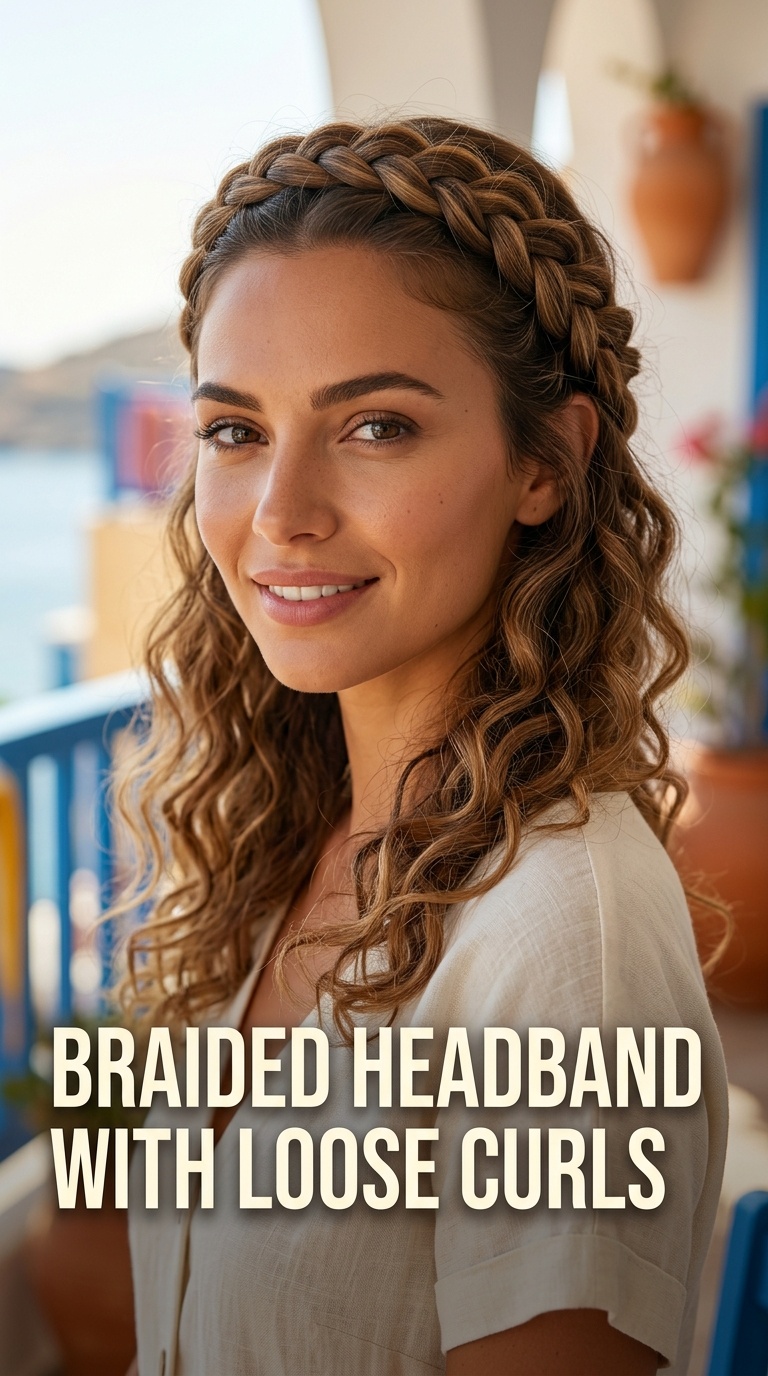 Braided Headband with Loose Curls