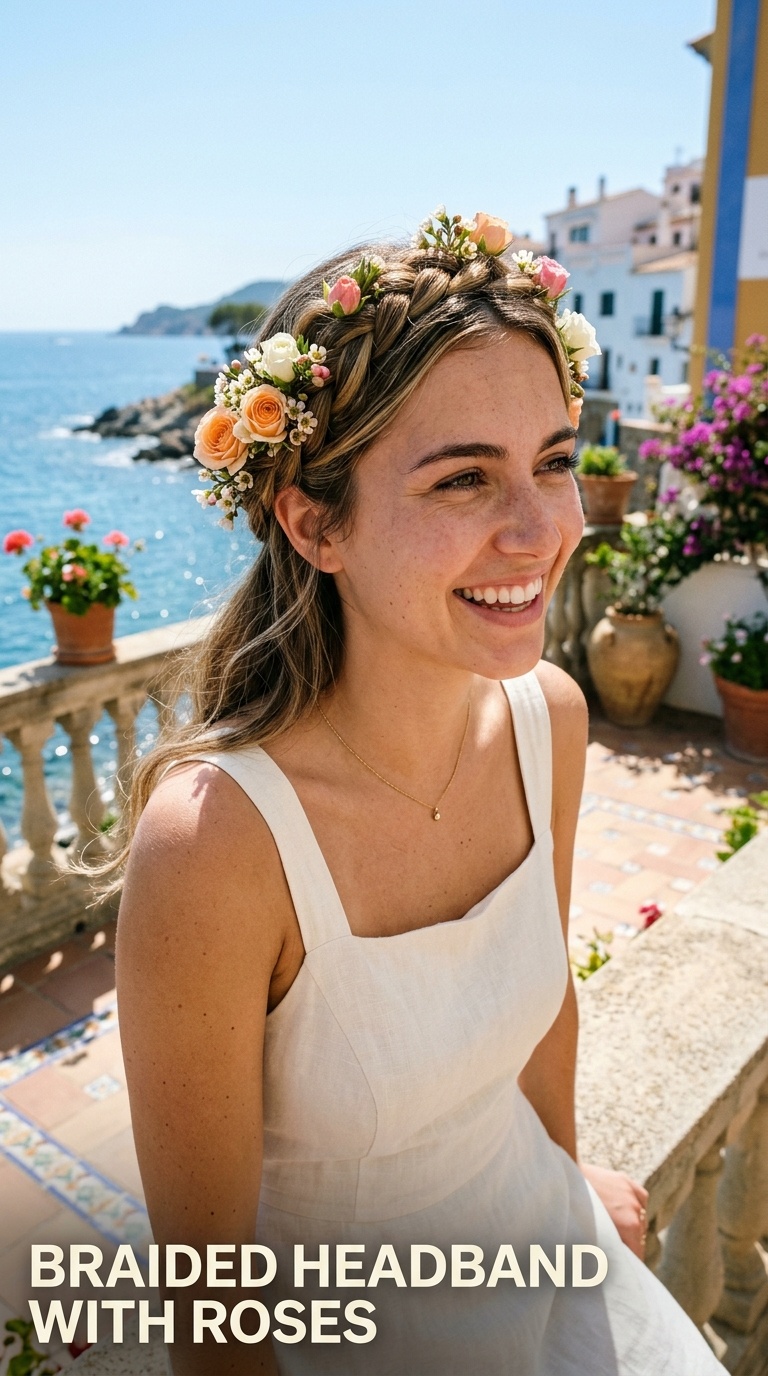Braided Headband with Roses