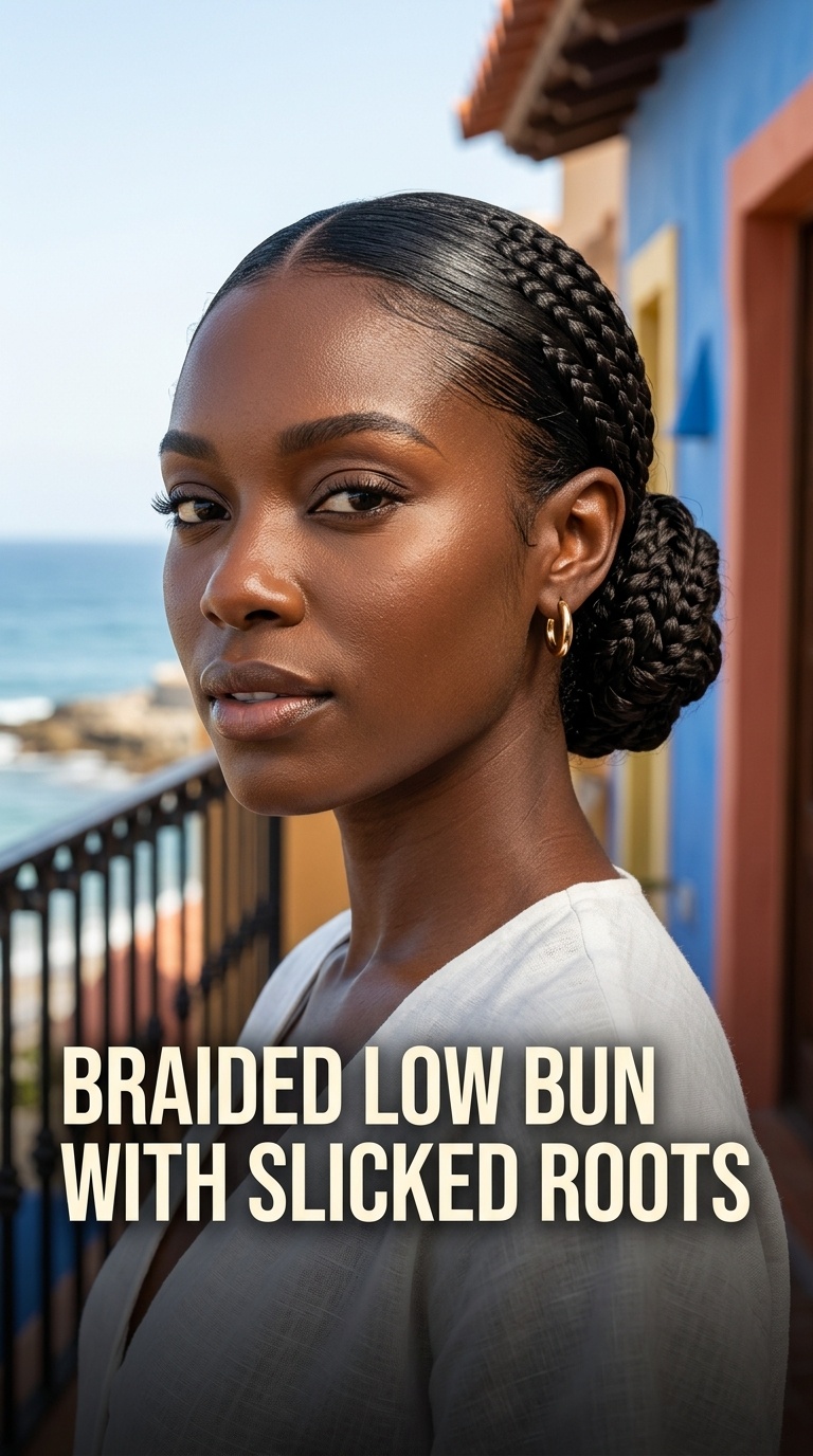 Braided Low Bun with Slicked Roots