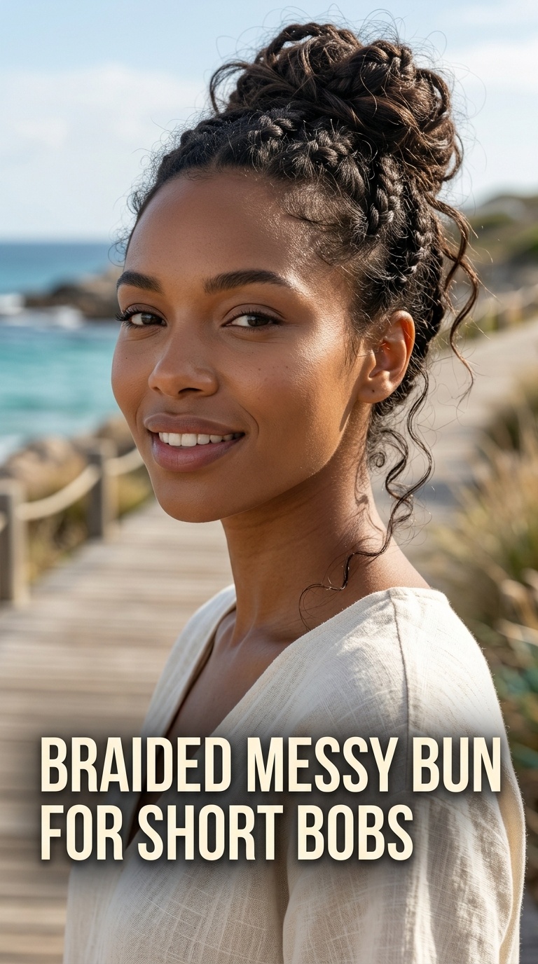 Braided Messy Bun for Short Bobs