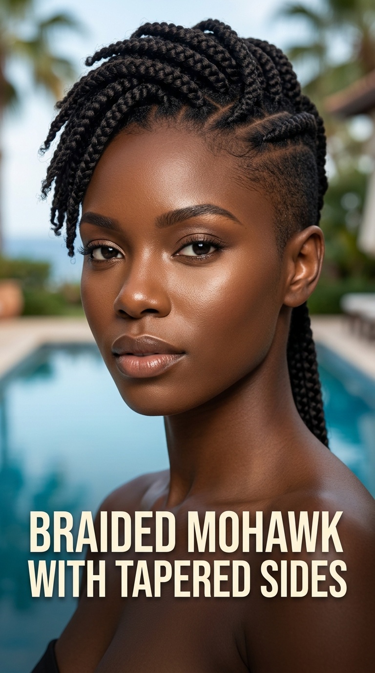 Braided Mohawk with Tapered Sides