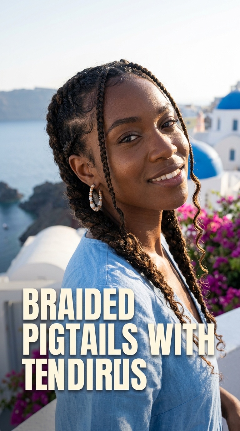 Braided Pigtails with Tendrils