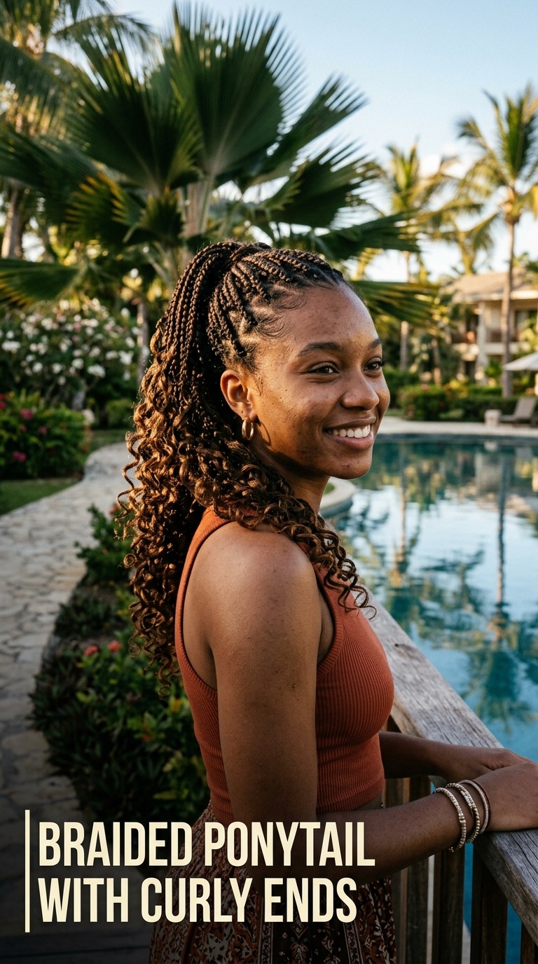 Braided Ponytail with Curly Ends