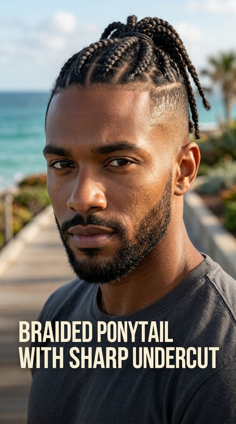 Braided Ponytail with Sharp Undercut
