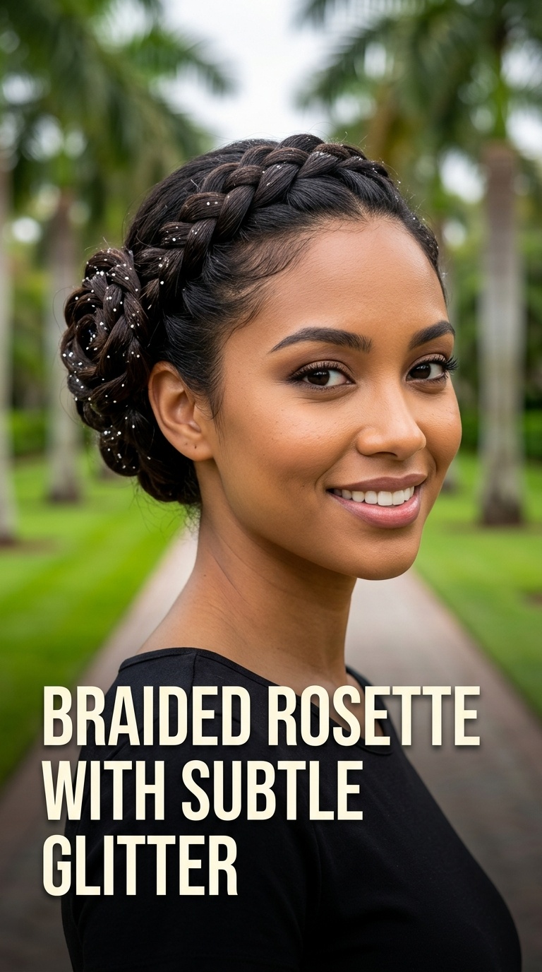 Braided Rosette with Subtle Glitter