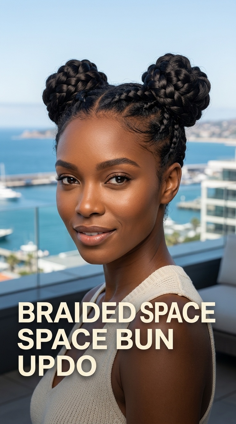 Braided Space Bun Updo