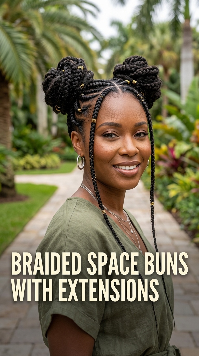 Braided Space Buns with Extensions