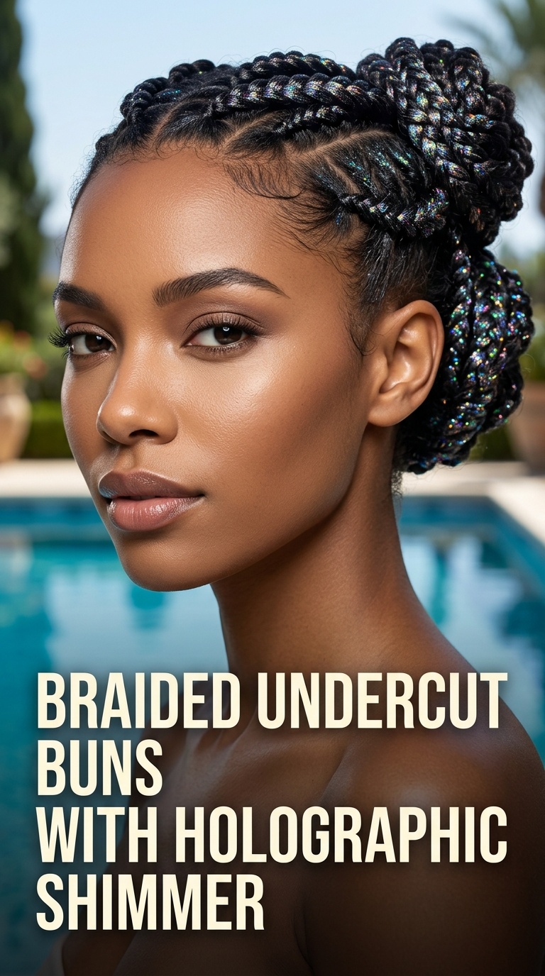 Braided Undercut Buns with Holographic Shimmer