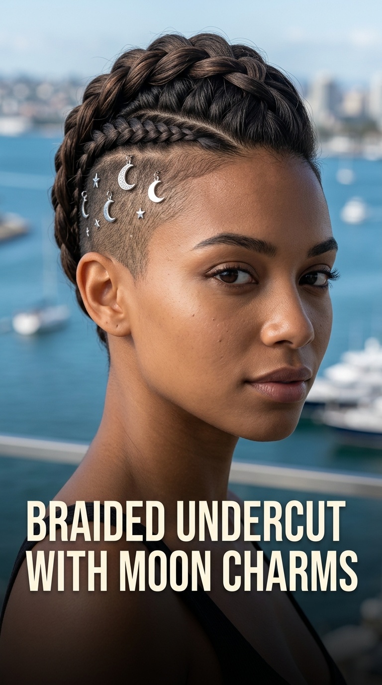 Braided Undercut with Moon Charms