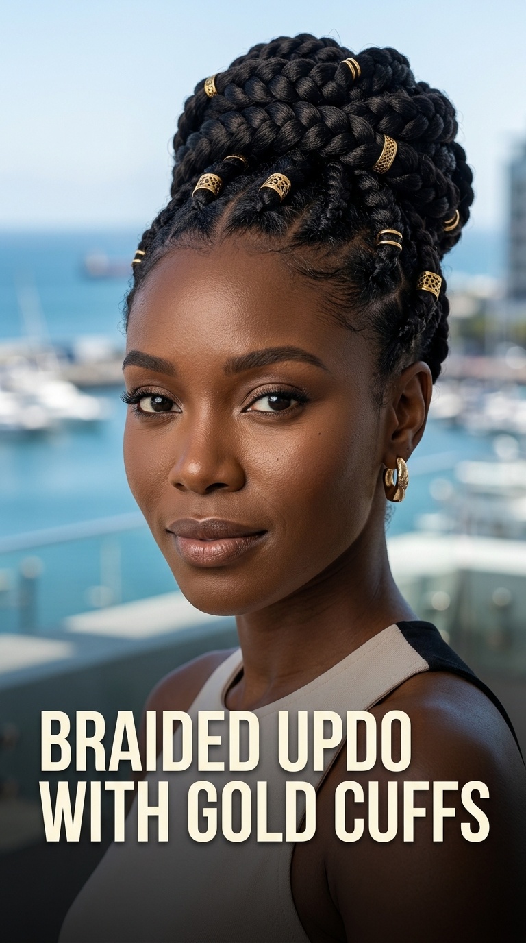 Braided Updo with Gold Cuffs