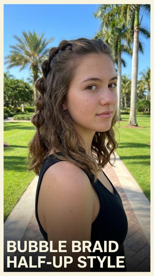 Bubble Braid Half-Up Style