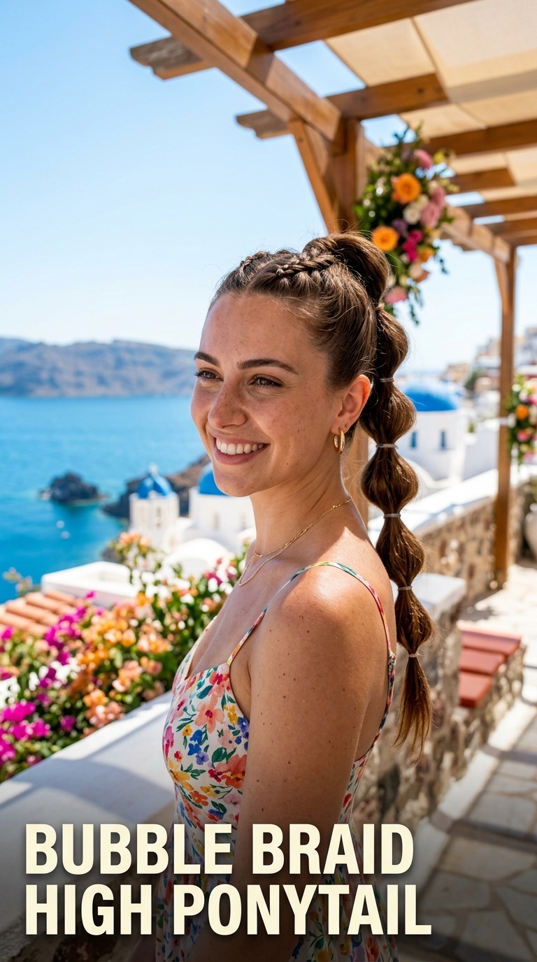 Bubble Braid High Ponytail