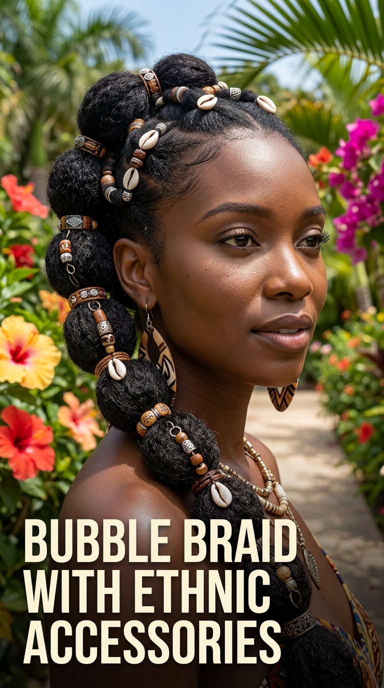 Bubble Braid with Ethnic Accessories